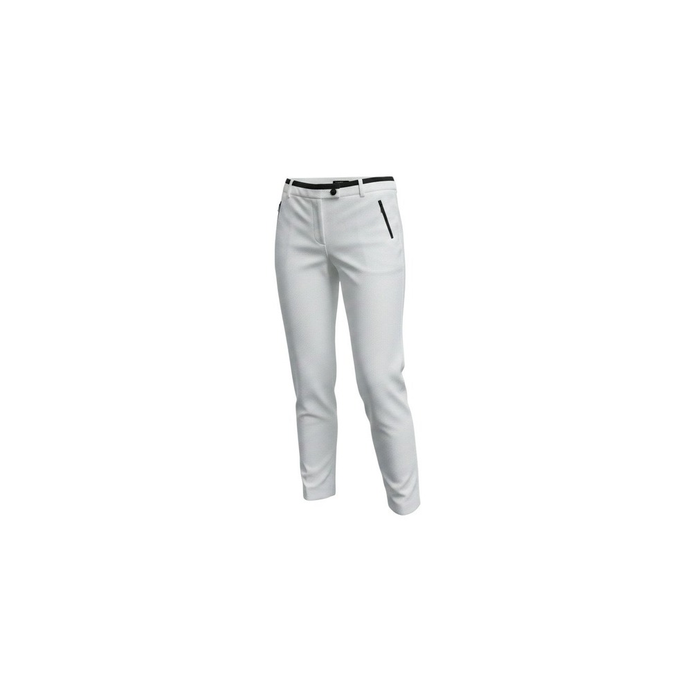 Anne Klein Slim Ankle Pants Womens 8 White New Textured Seersucker Black Trim
